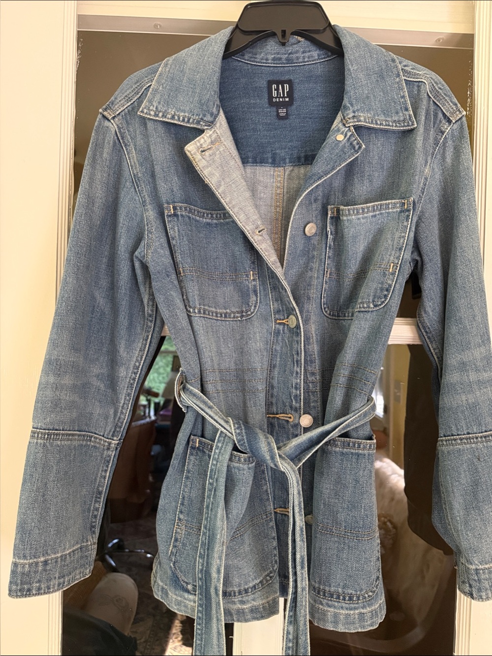 GAP Medium Blue Belted Denim Jacket Small